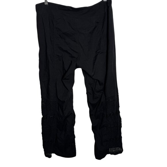 XCVI womens black wide leg pants crochet detail size XL Pull on Mind Set - Picture 3 of 10